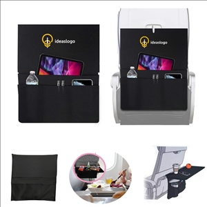 Compact Airplane Tray Table Cover with Storage Pockets